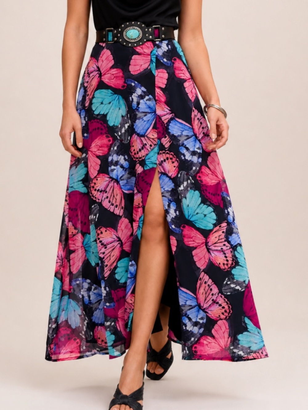 Floral Butterfly Maxi Skirt